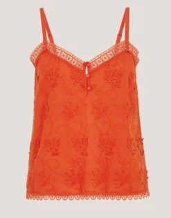 Rosie Embroidered Cami Top Orange