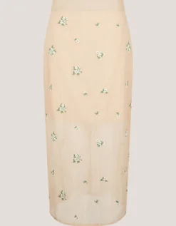 Sacha Embroidered Midi Skirt Gold
