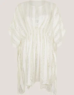 Sana Sequin Embellished Kaftan Ivory