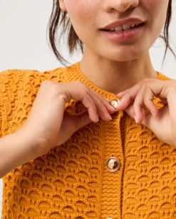 Sarna Textured Knit Cardigan Yellow