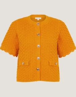 Sarna Textured Knit Cardigan Yellow
