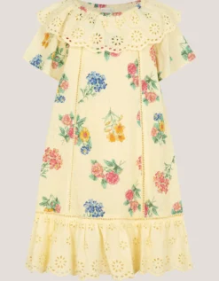 Sasha Floral Broderie Dress Yellow