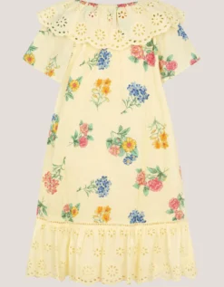 Sasha Floral Broderie Dress Yellow