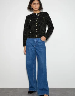 Saskia Smart Glitter Cardigan Black