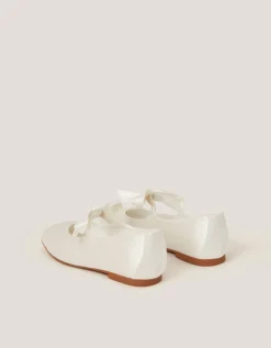 Satin Bow Ballet Flats Ivory