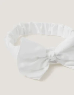 Satin Bow Bando Headband Ivory