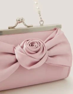 Satin Rose Bow Mini Bag Pink