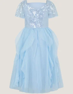 Scarla Sequin Ruffle Party Dress Blue