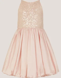 Sequin Bubble Hem Party Dress Pink