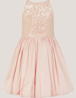 Sequin Bubble Hem Party Dress Pink