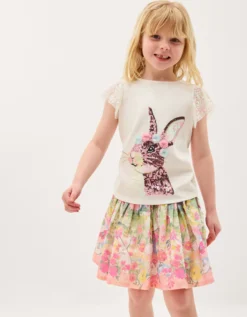 Sequin Bunny T-Shirt Ivory