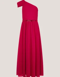 Sequin One-Shoulder Prom Dress Red