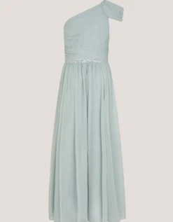 Sequin One-Shoulder Prom Dress Teal