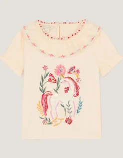 Sequin Unicorn Collar Top Ivory