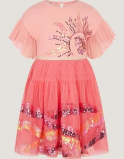 Sequin Unicorn Disco Dress Pink