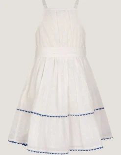 Shell & Palm Embellished Dress Ivory