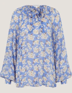 Sian Floral Print Blouse Blue