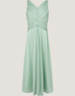 Skye Ruched Knot Jersey Prom Dress Green