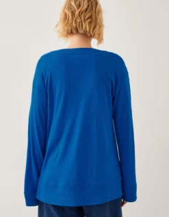Sky Linen-Blend Jacket Blue