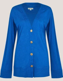 Sky Linen-Blend Jacket Blue