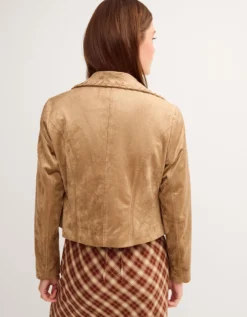 Sofia Faux Suede Jacket Ivory