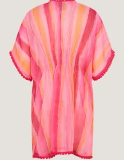 Stripe Tie-Dye Kaftan Pink