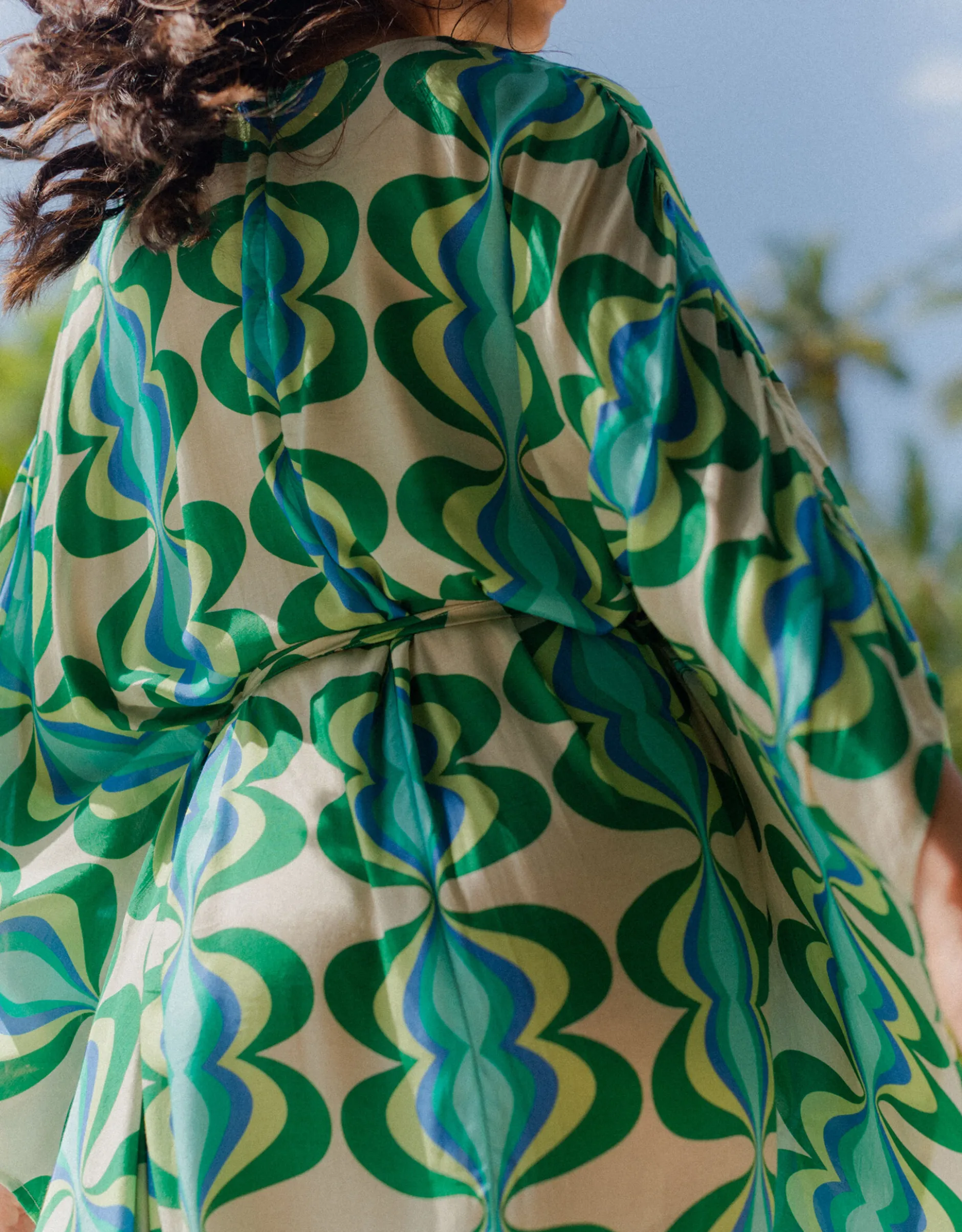Sundress Lavande Printed Maxi Kaftan Green