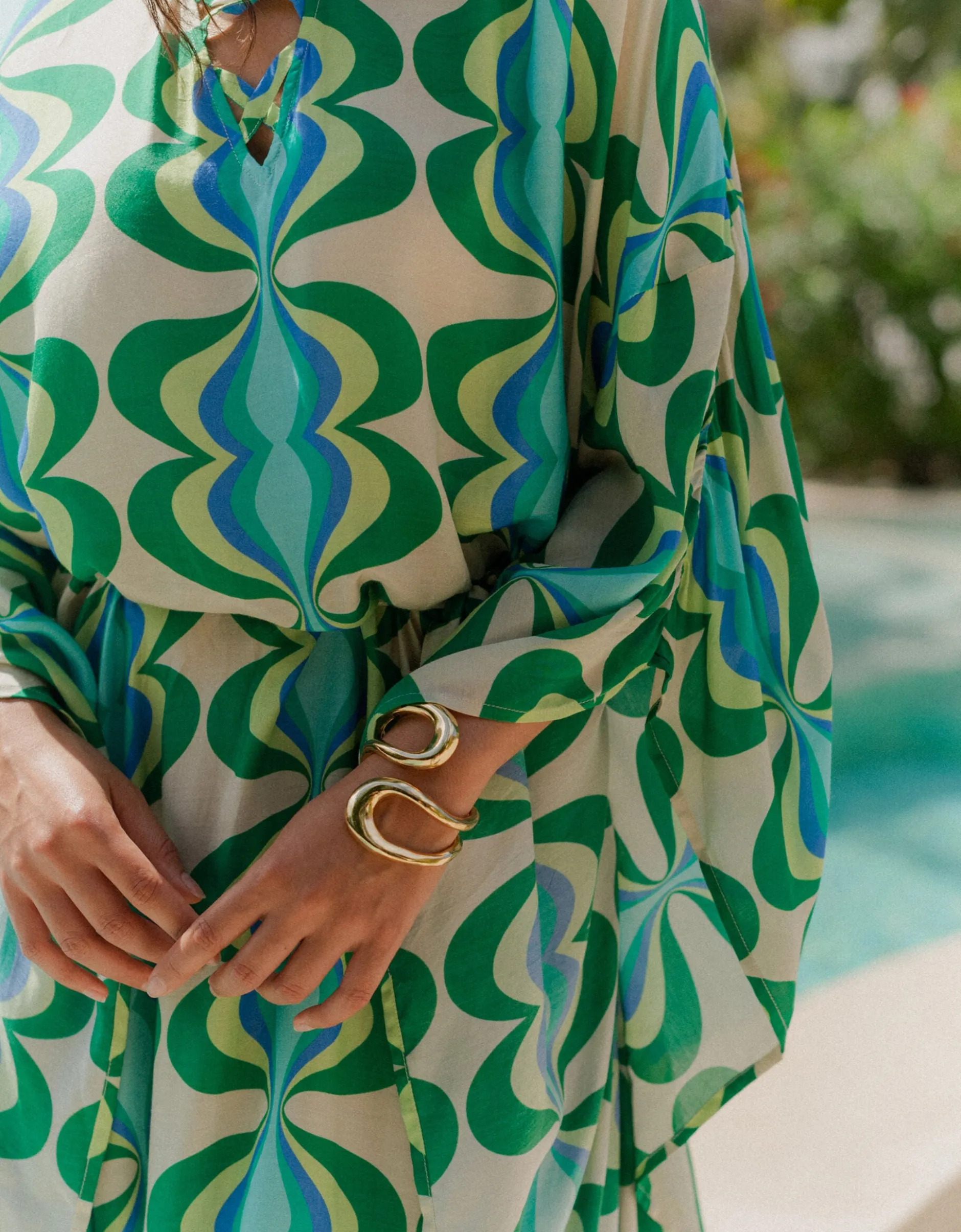 Sundress Lavande Printed Maxi Kaftan Green