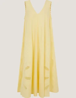 Sunny Sleeveless Scallop Midi Dress Yellow