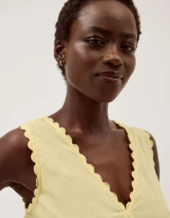 Sunny Sleeveless Scallop Midi Dress Yellow