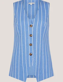Susan Stripe Waistcoat Blue
