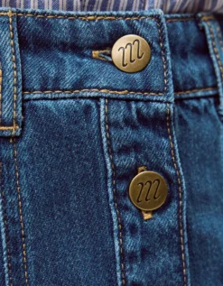 Tamsin Button Denim Midi Skirt Blue