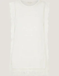 Taylor Sleeveless Embroidered Lace Top White