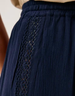Teri Drawstring Culotte Trousers Blue