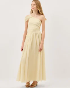 Texas One-Shoulder Prom Dress Yellow