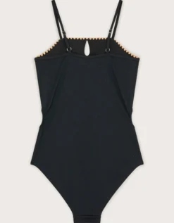 Texture Cut-Out Swimsuit Black