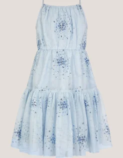 Tilly Sequin Tiered Party Dress Blue