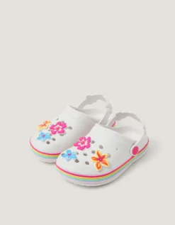 Tropical Flower Clogs White