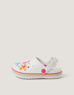 Tropical Flower Clogs White