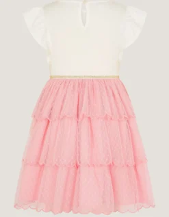 Tulip Polka Dot Mesh Disco Dress Pink