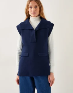 Uma Knitted Utility Vest Blue