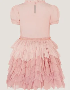 Unicorn Embellished Tiered Disco Dress Pink