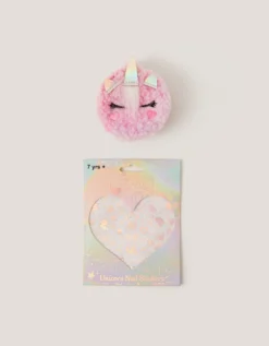 Unicorn Hair Brush & Nail Stickers Gift Set