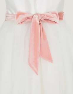 Velvet Bow Bridesmaid Dress Ivory